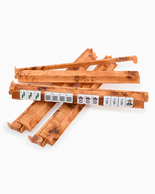 Burled Mahjong Rack & Pusher Set