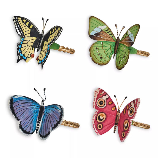Juliska Meadow Walk Butterfly Napkin Rings in Multi (Assort. Set of 4)