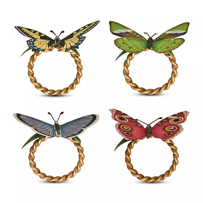 Juliska Meadow Walk Butterfly Napkin Rings in Multi (Assort. Set of 4)