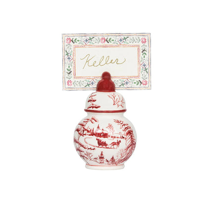 Juliska Country Estate Winter Frolic Ruby Ginger Jar Place Card Holders (Set of 4)
