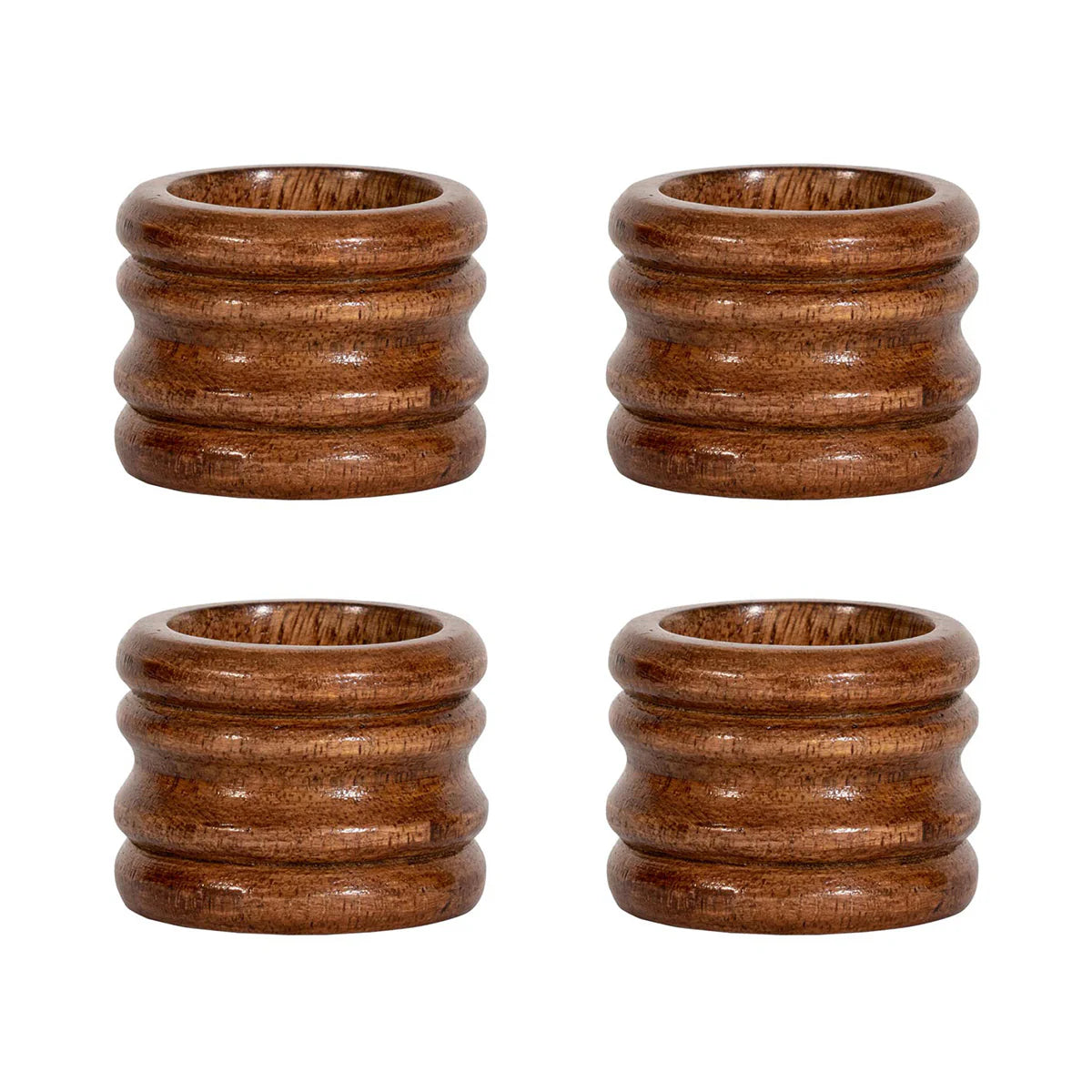 Juliska Bilbao Wood Napkin Rings, Set of 4