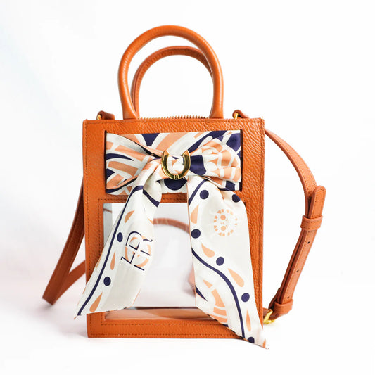 Camel Mini Calista Clear Stadium Bag with Paisley Twilly
