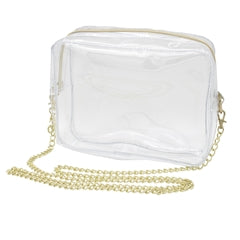 Camera Crossbody in Clear with Gold Hardware