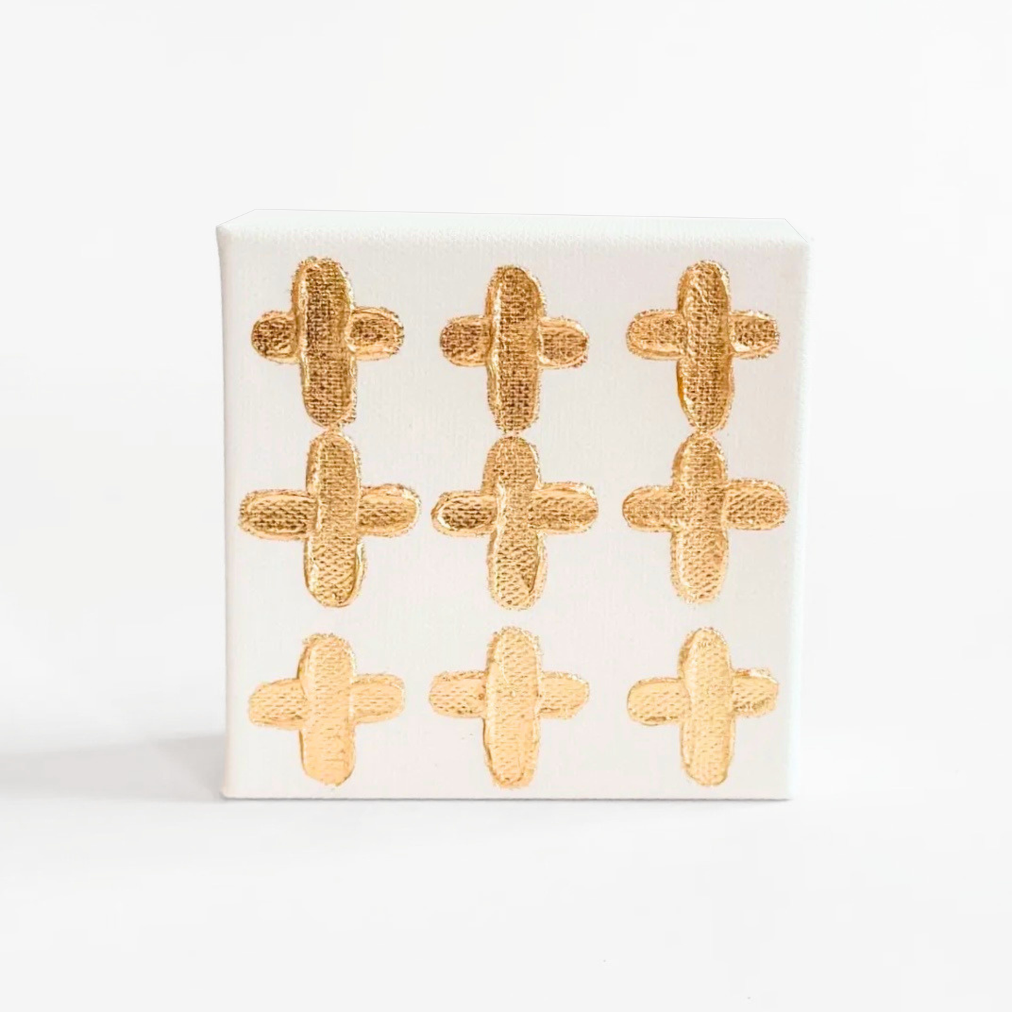 6 x 6 Nine Gold Painted Crosses Canvas