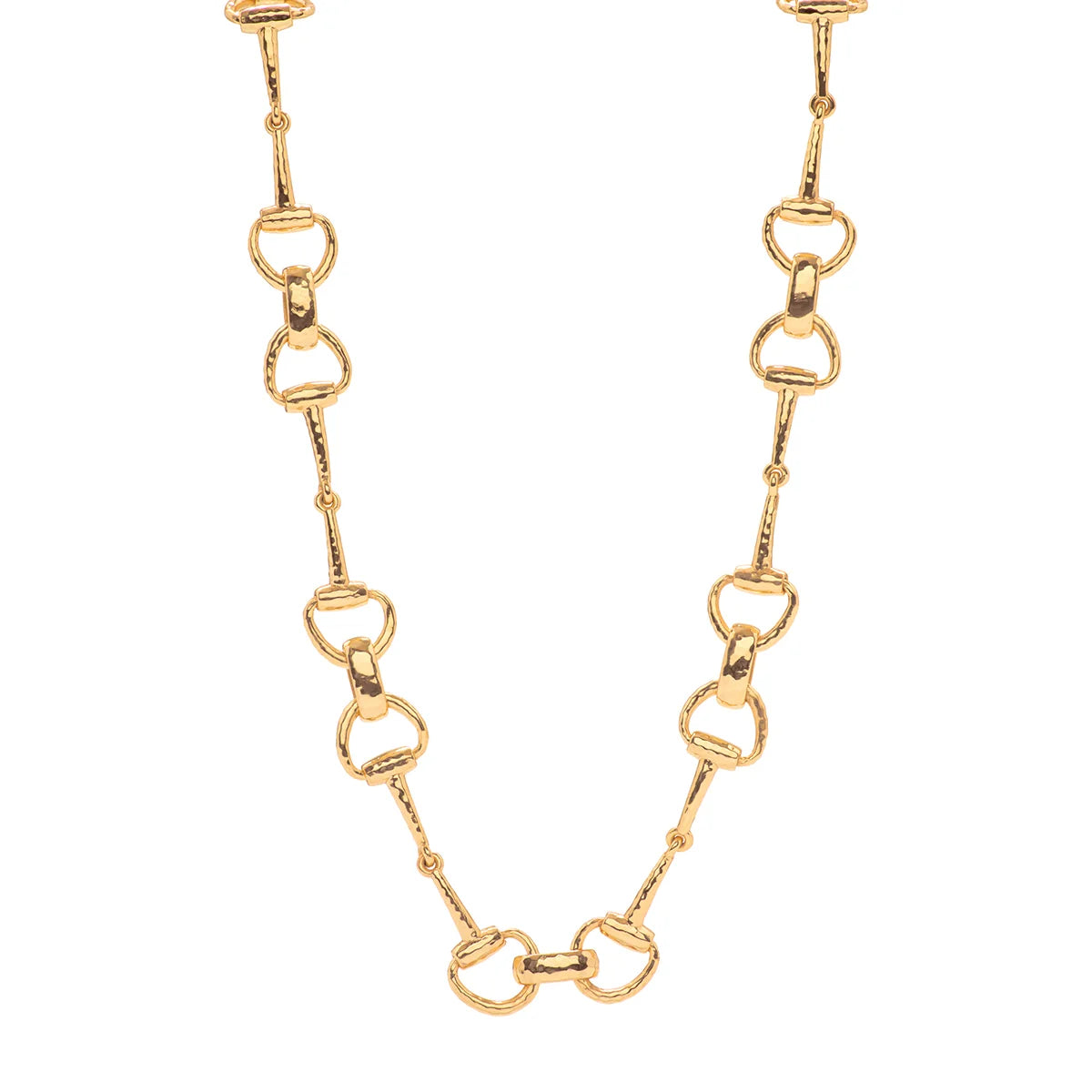 Gold chain necklace on a white background