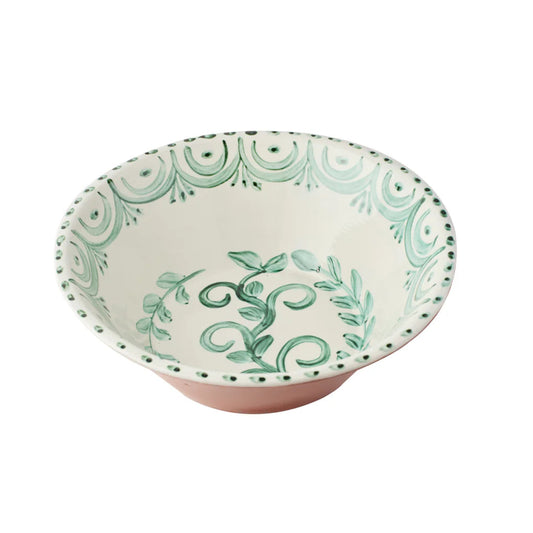 Casa Nuno Green and White Medium Serving Bowl