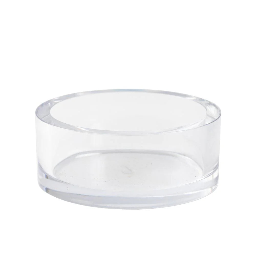 Clear acrylic bowl on a white background