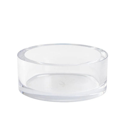 Clear acrylic bowl on a white background