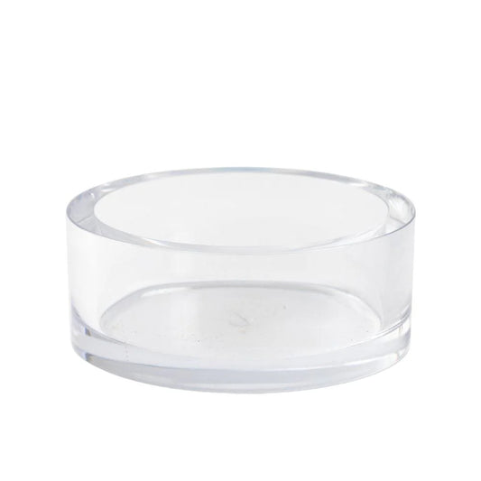 Clear acrylic bowl on a white background