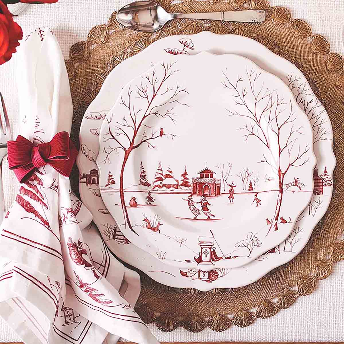 Country Estate Winter Frolic Ruby Napkin, Set of 4 | Juliska