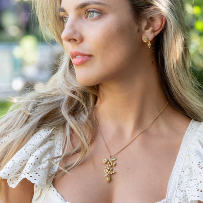 Meadow Walk Bouquet Charm Necklace in Gold, 16" +2", Capucine de Wulf