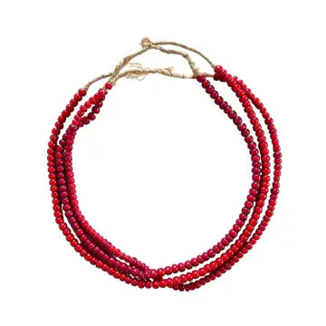 Red White Heart Glass Beads