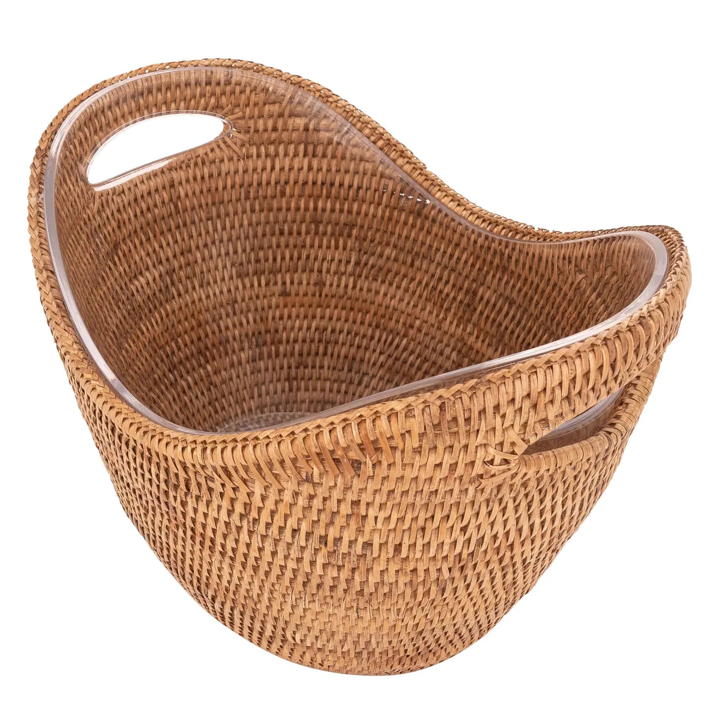 Rattan Champagne Ice Bucket with Acrylic Insert