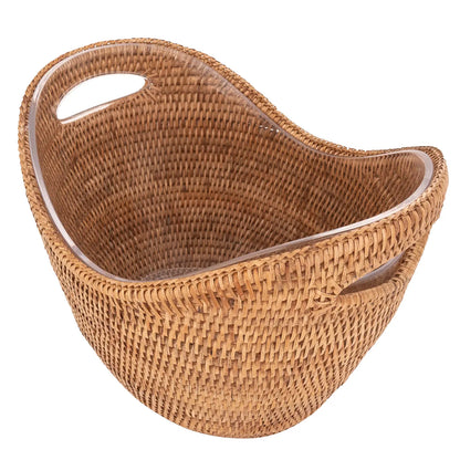 Rattan Champagne Ice Bucket with Acrylic Insert