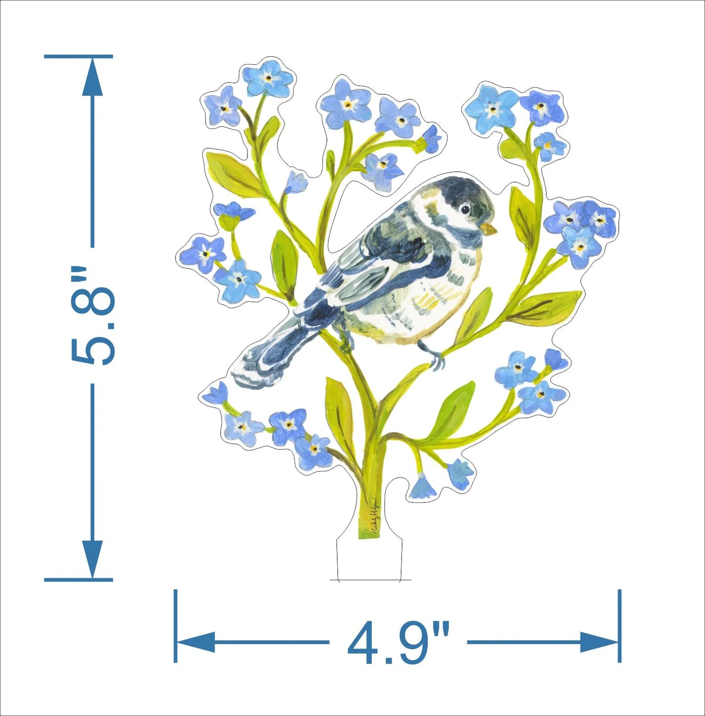 Chicakadee and Forget Me Nots Acrylic Flower