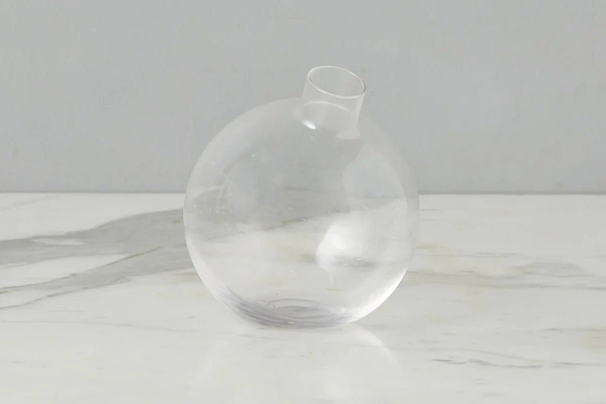 Glass Sphere Clear Bud Vase