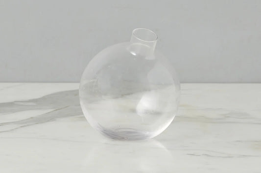 Glass Sphere Clear Bud Vase