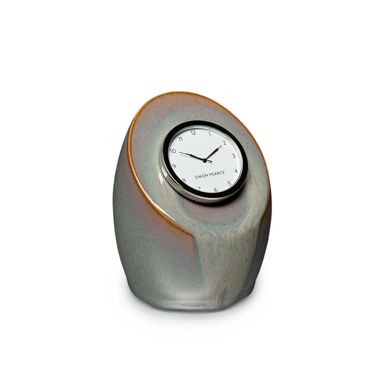 Simon Pearce Addison Pottery Clock in Gift Box, Moss Glen
