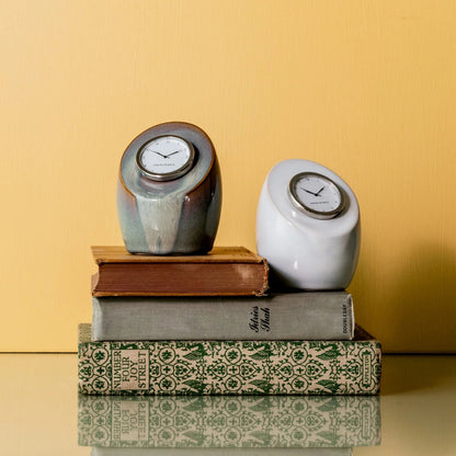 Simon Pearce Addison Pottery Clock in Cloud, Gift Boxed