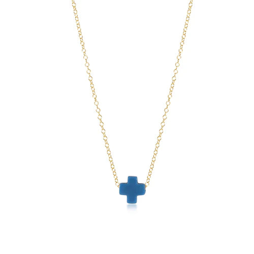 enewton 16" Necklace Gold Signature Cross, Cobalt
