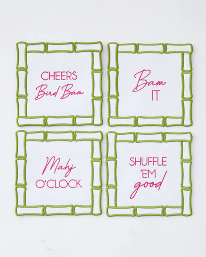 Bamboo Mahjong Cocktail Napkins, Set of 4