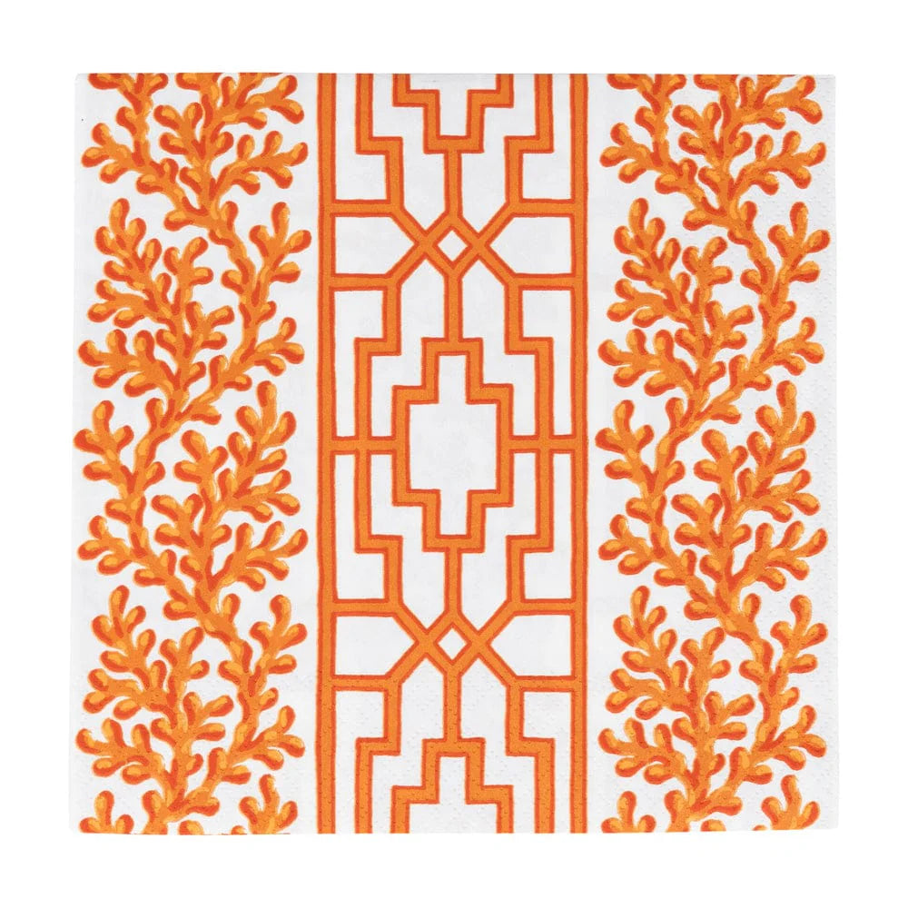 Coral Red Coral & Trellis Napkins in Coral