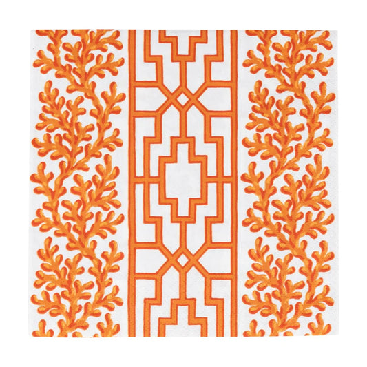 Coral Red Coral & Trellis Napkins in Coral