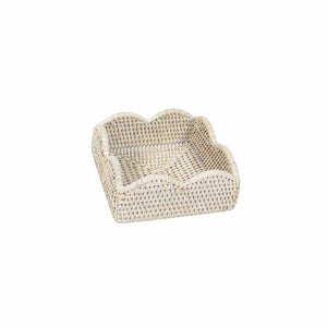 Rattan Scalloped Luncheon Napkin Holder in Cream - Caspari