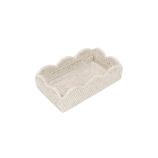 Rattan Scalloped Guest Towel Holder in Cream