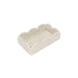 Rattan Scalloped Guest Towel Holder in Cream - Caspari