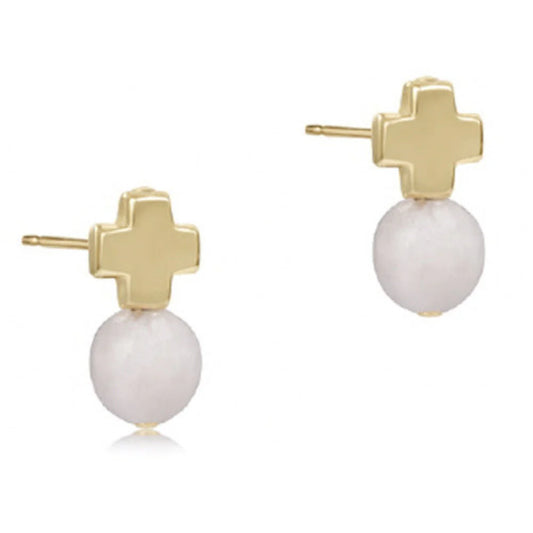 enewton Signature Cross Gold Stud - Moonstone