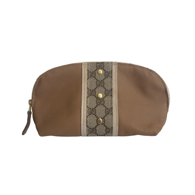 Clara Cosmetic Pouch in Leather | Upcycled GG