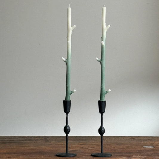 PAIR of Maple Tapers in Forest Green Ombre