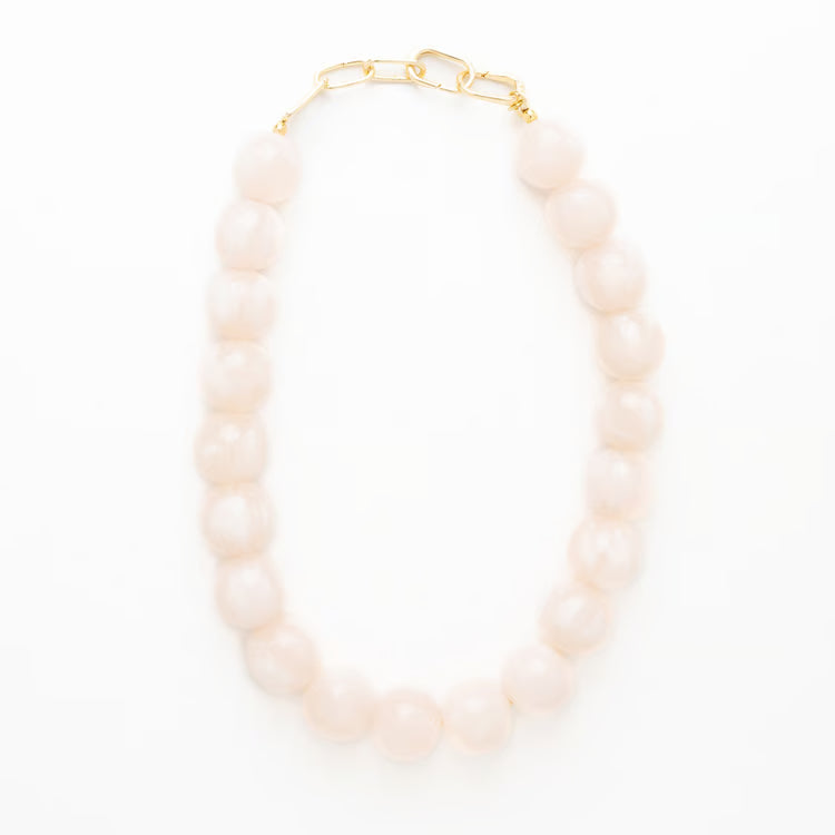 Milky White Iris Large Resin Bead Necklace