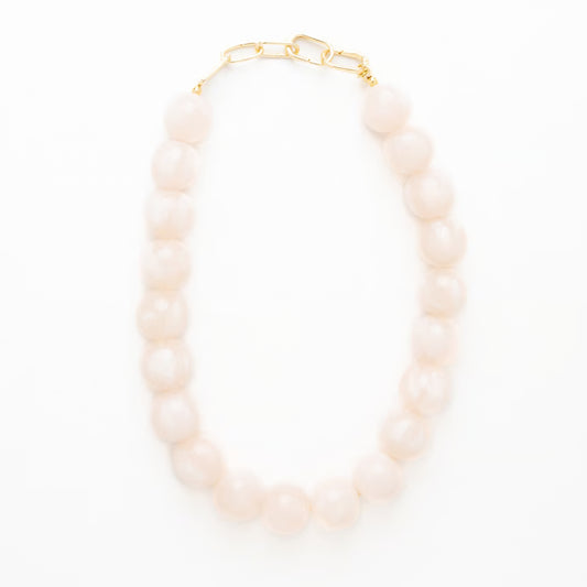 Milky White Iris Large Resin Bead Necklace