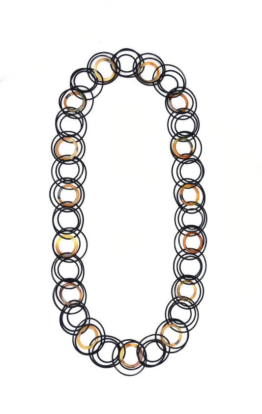Black Long Rings with Tortoise Rings Necklace