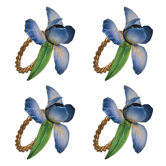 Juliska Meadow Walk Iris Napkin Rings in Chambray (Set of 4)