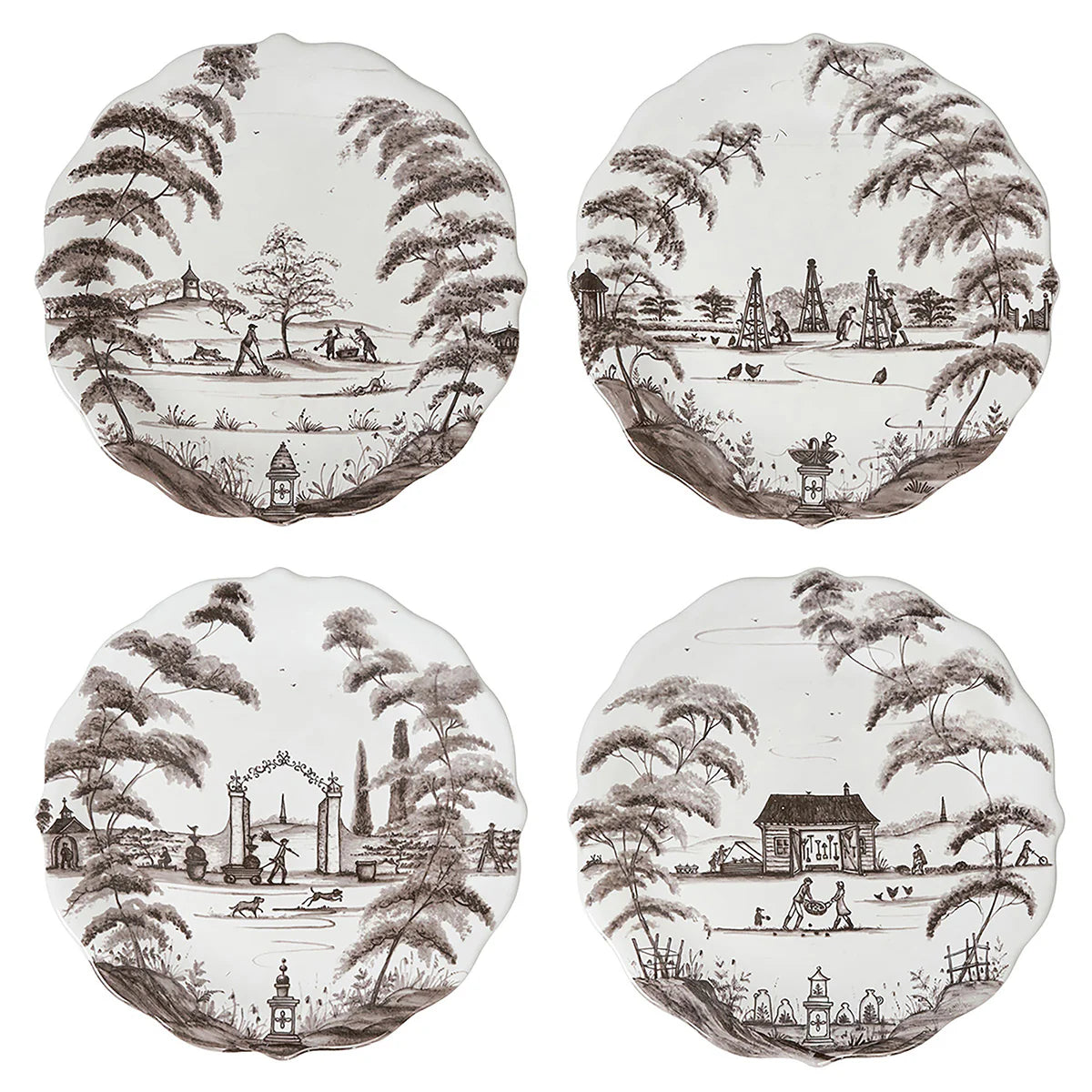 Juliska Country Estate Flint Party Plates (Assort. Set of 4)