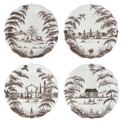 Juliska Country Estate Flint Party Plates (Assort. Set of 4)