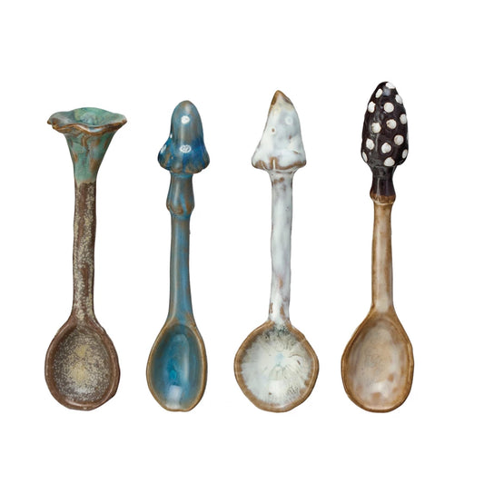 Stoneware Spoon w/ Mushroom, 4 Styles