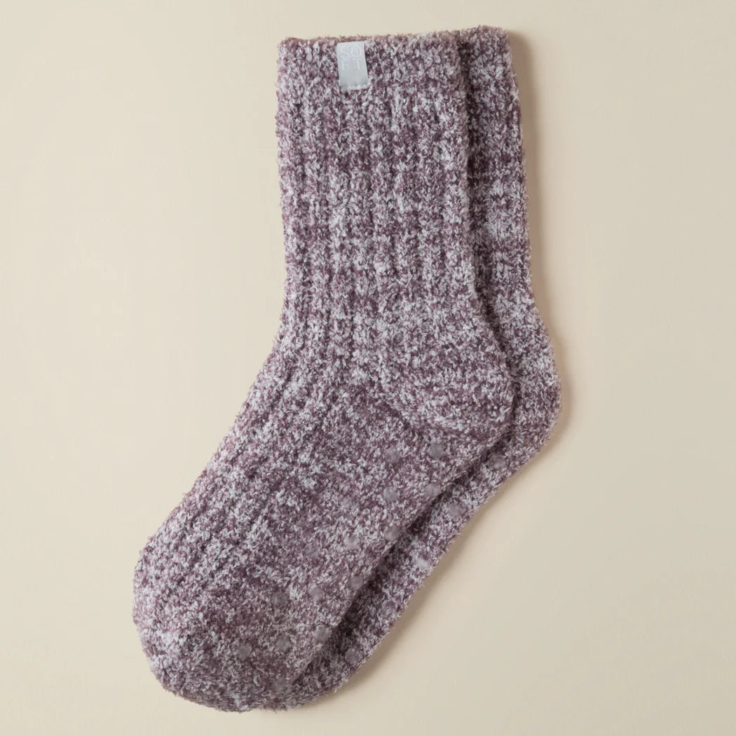 Fig Heather Marshmallow Crew Socks