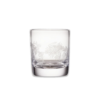 Simon Pearce Engraved Pine Ascutney Double Old Fashioned Glass SINGLE