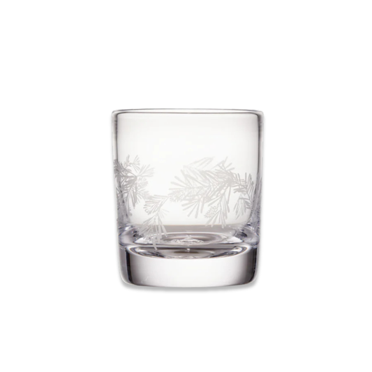 Simon Pearce Engraved Pine Ascutney Double Old Fashioned Glass SINGLE