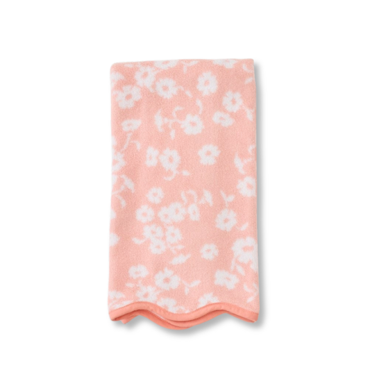 SINGLE Scalloped Hand Towel in Coral Margot
