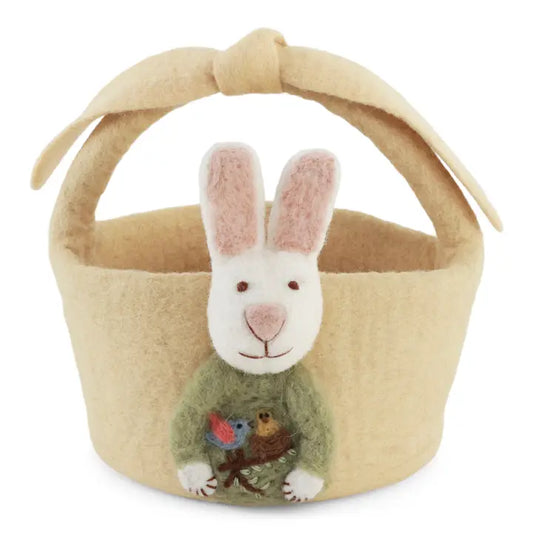 Light Yellow Big Basket with Bunny