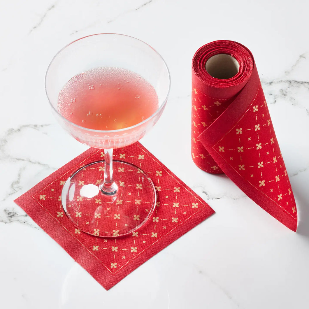 Red Luxe Christmas Cocktail Napkin Roll