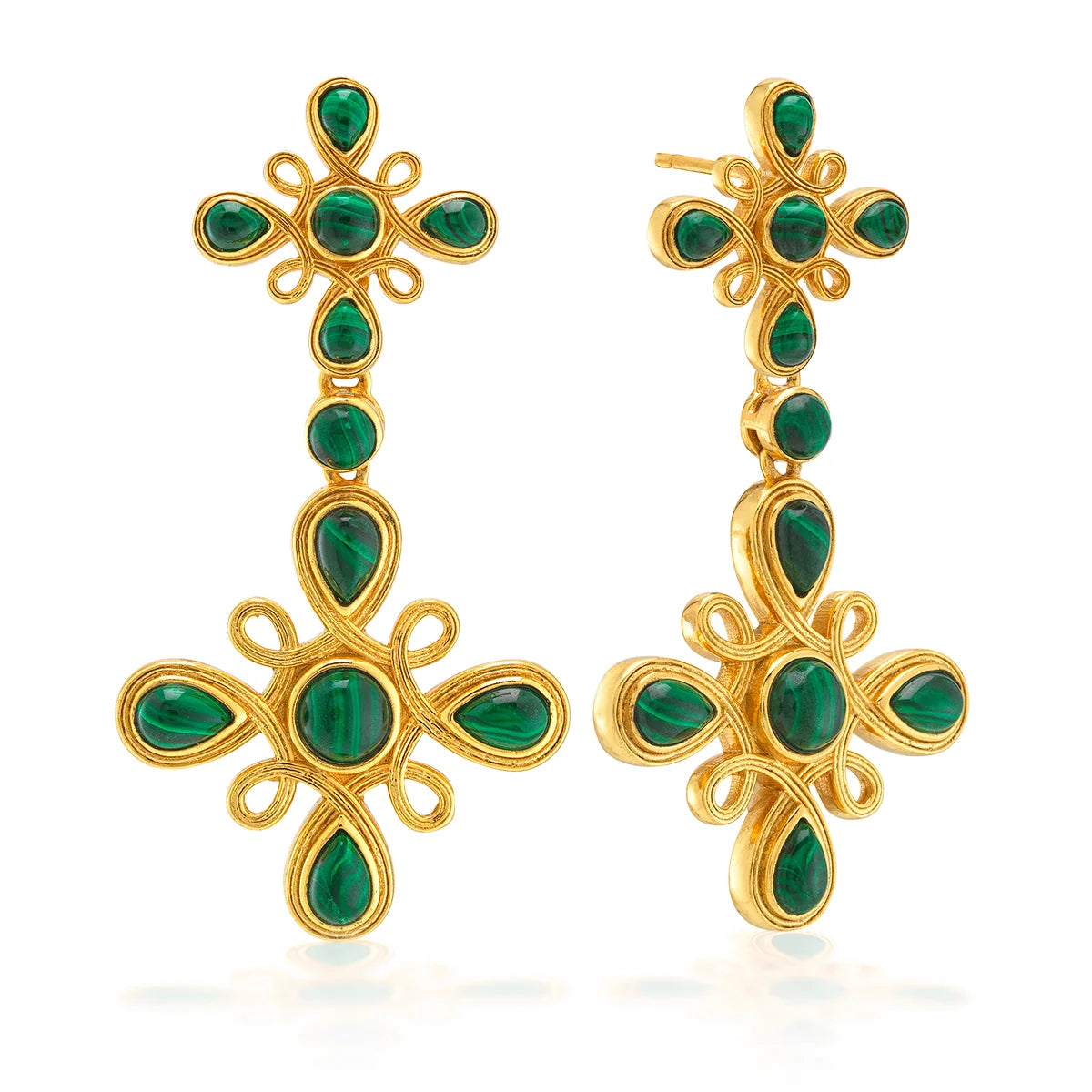 Monique Gem Convertible Double Drop Earrings in Malachite, Capucine de Wulf