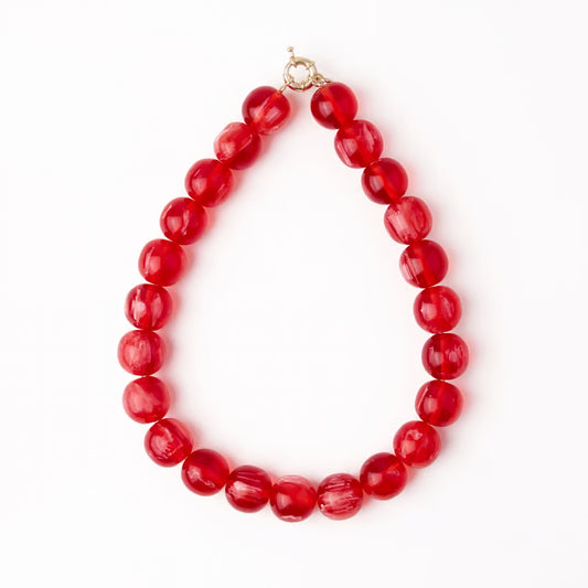 Red Iris Large Resin Bead Necklace