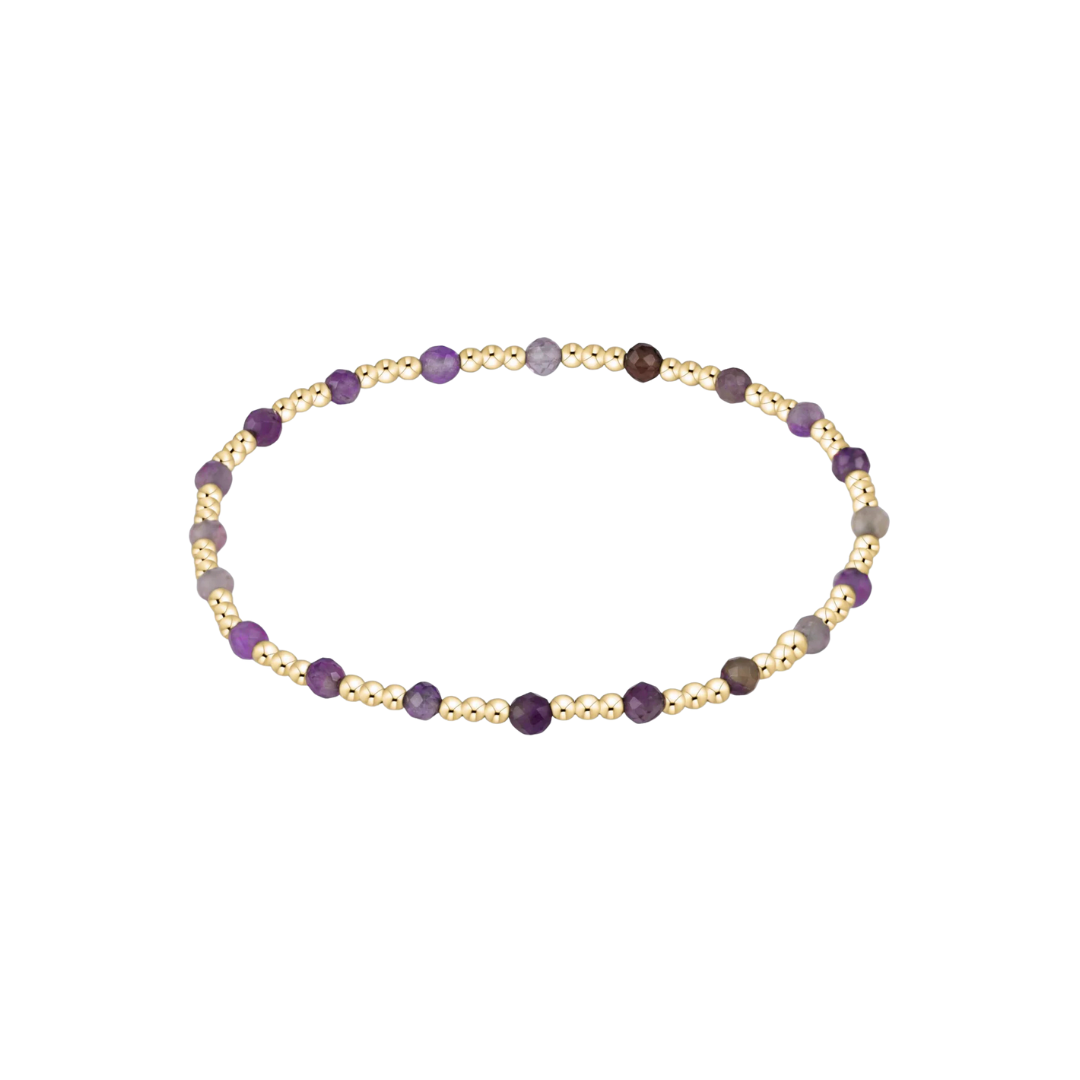 EGIRL Gemstone Gold Sincerity Pattern 3mm Bead Bracelet Amethyst