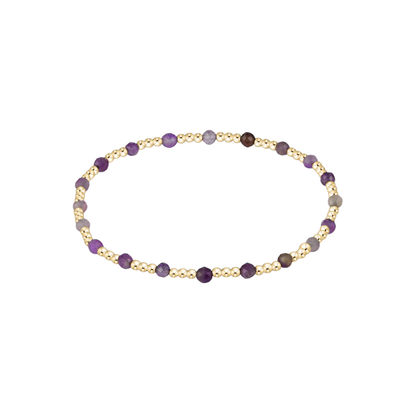 EGIRL Gemstone Gold Sincerity Pattern 3mm Bead Bracelet Amethyst
